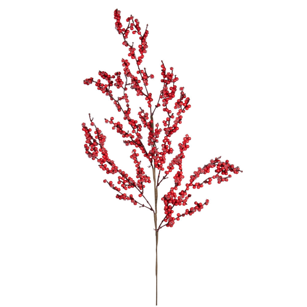 Branche de Noël baies rouges effet givré Branche de Noël baies rouges effet givré