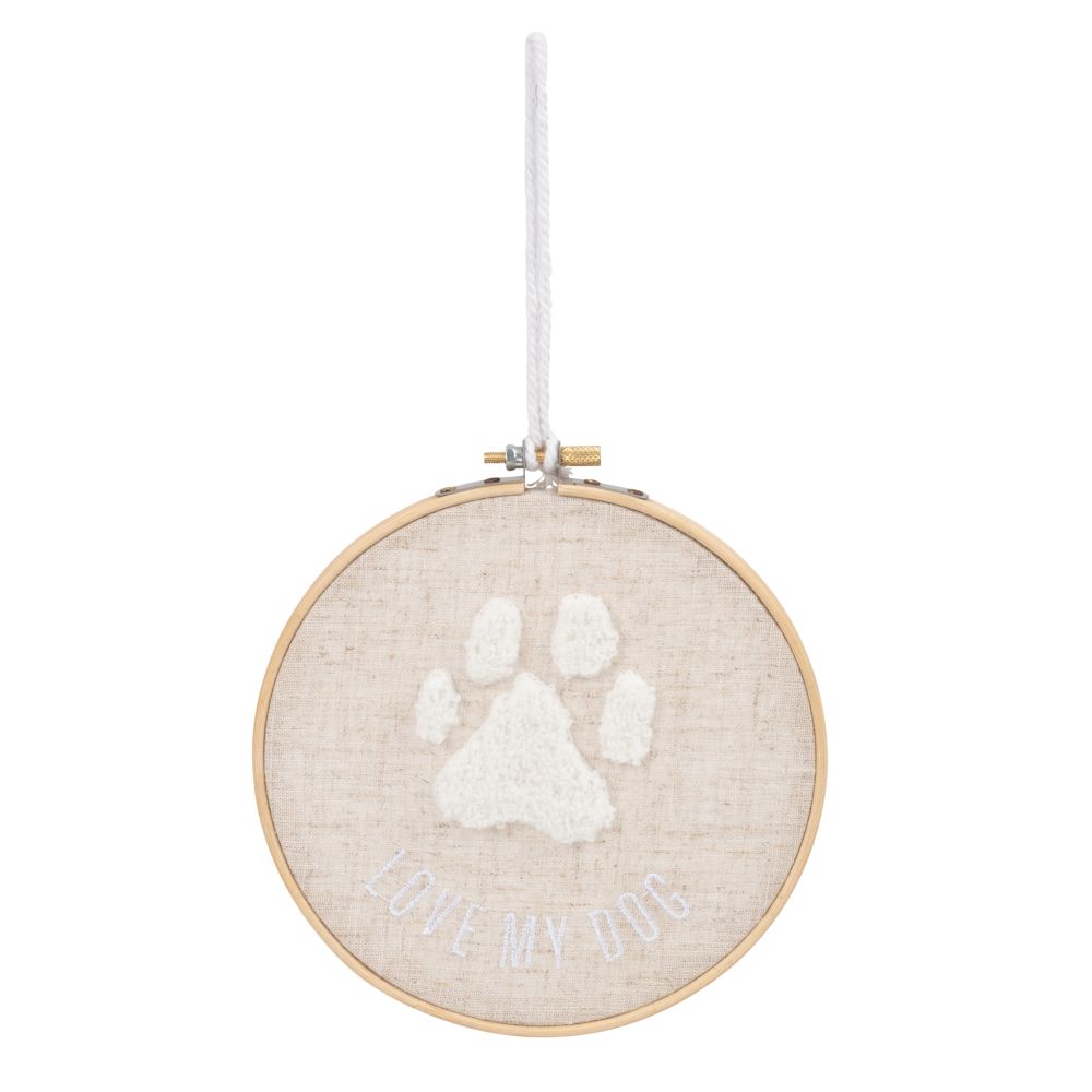 Broderie à suspendre patte de chien grise et blanche D15 Broderie à suspendre patte de chien grise et blanche D15