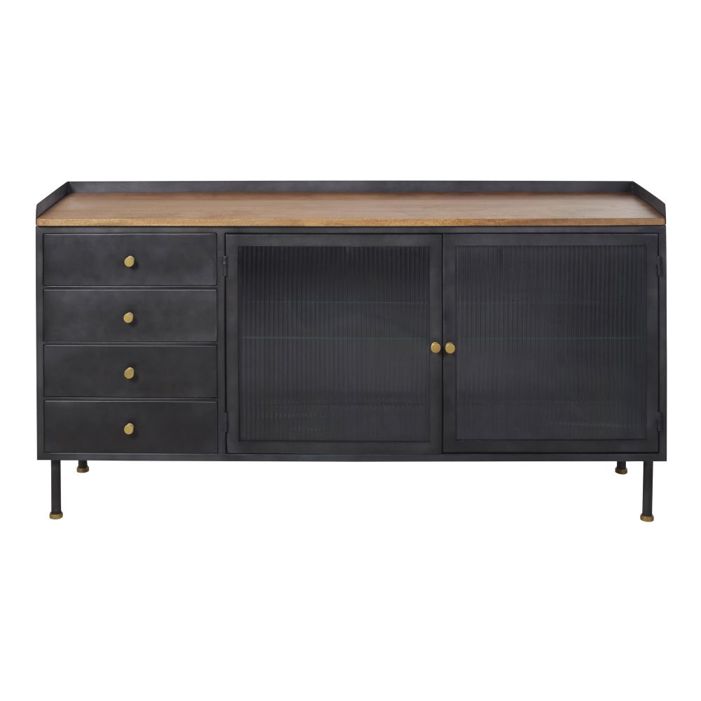 Buffet 2 portes 4 tiroirs en métal gris anthracite Buffet 2 portes 4 tiroirs en métal gris anthracite