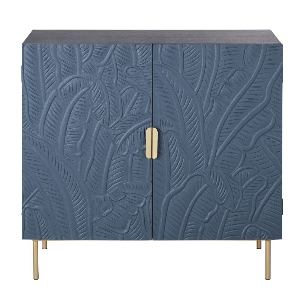 Buffet 2 portes motifs sculptés bleus Buffet 2 portes motifs sculptés bleus
