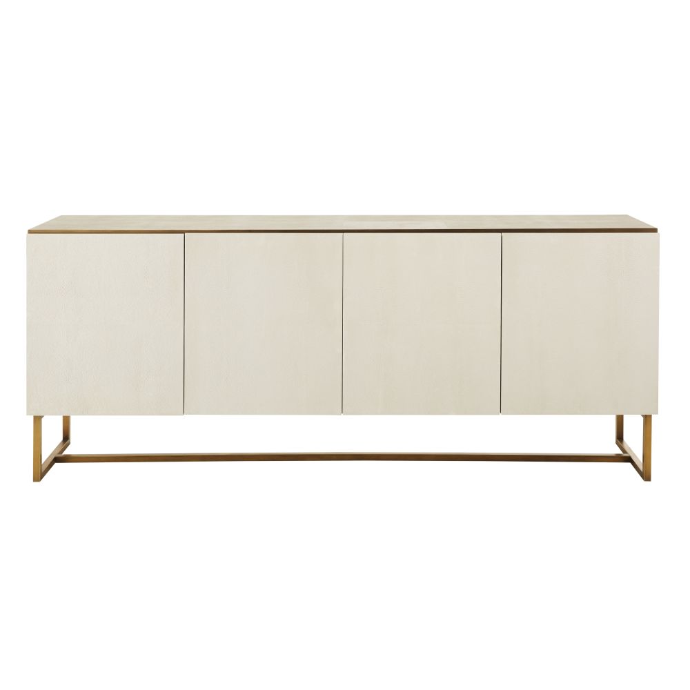 Buffet 4 portes imitation galuchat blanc cassé et métal Buffet 4 portes imitation galuchat blanc cassé et métal