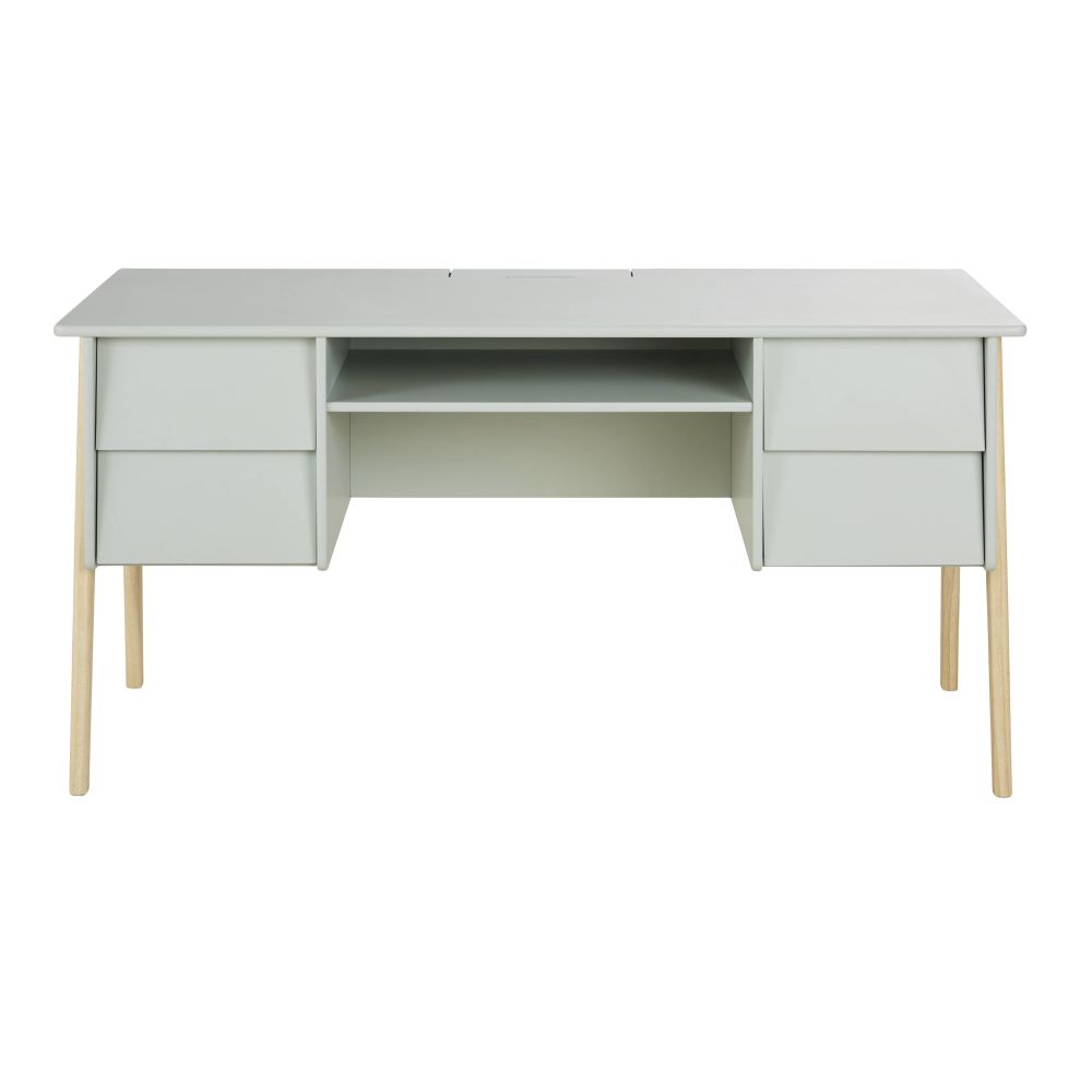 Bureau 4 tiroirs vert et pin Bureau 4 tiroirs vert et pin