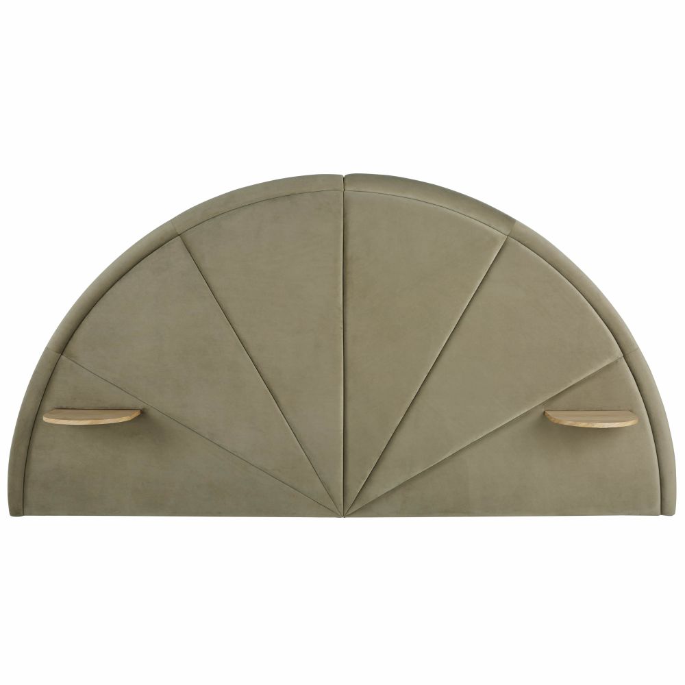 Cabecero de 160 profesional de terciopelo verde oliva con repisas integradas Estiloclásico chic Verde Terciopelo Maisons du Monde