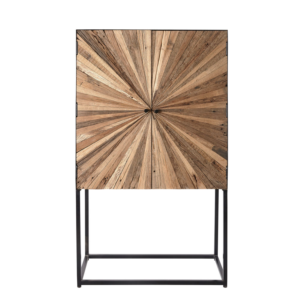 Cabinet de rangement 2 portes en bois recyclé et métal (photo) Cabinet de rangement 2 portes en bois recyclé et métal