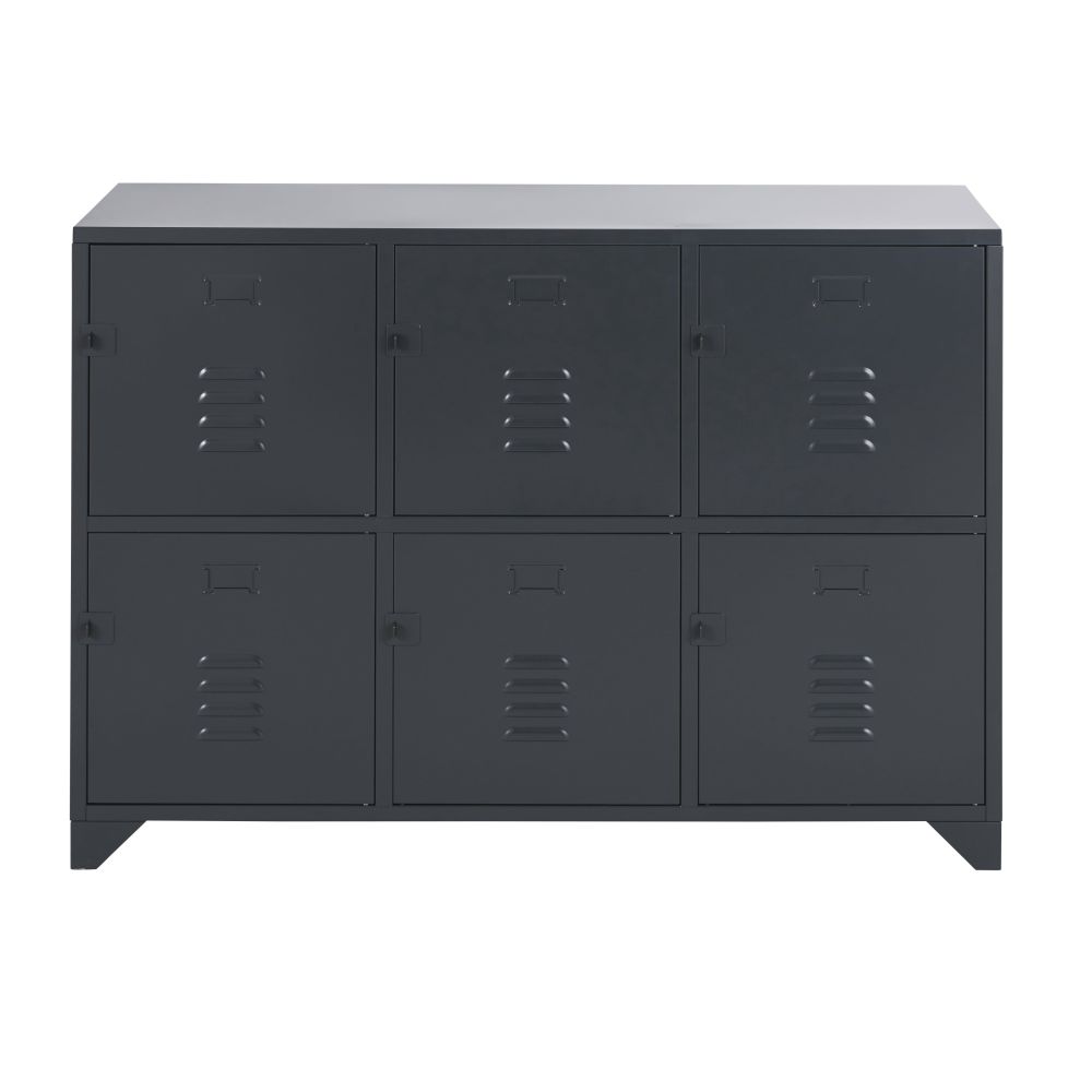 Cabinet de rangement 6 tiroirs en métal gris anthracite