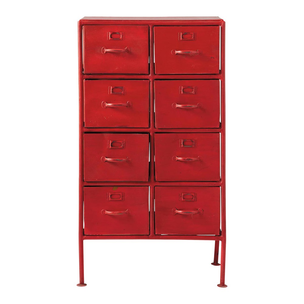 Cabinet de rangement indus en métal rouge L 52 cm Cabinet de rangement indus en métal rouge L 52 cm