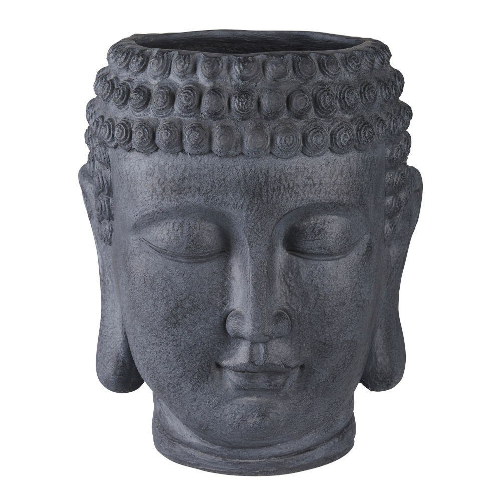 Cache-pot bouddha en ciment gris anthracite H52