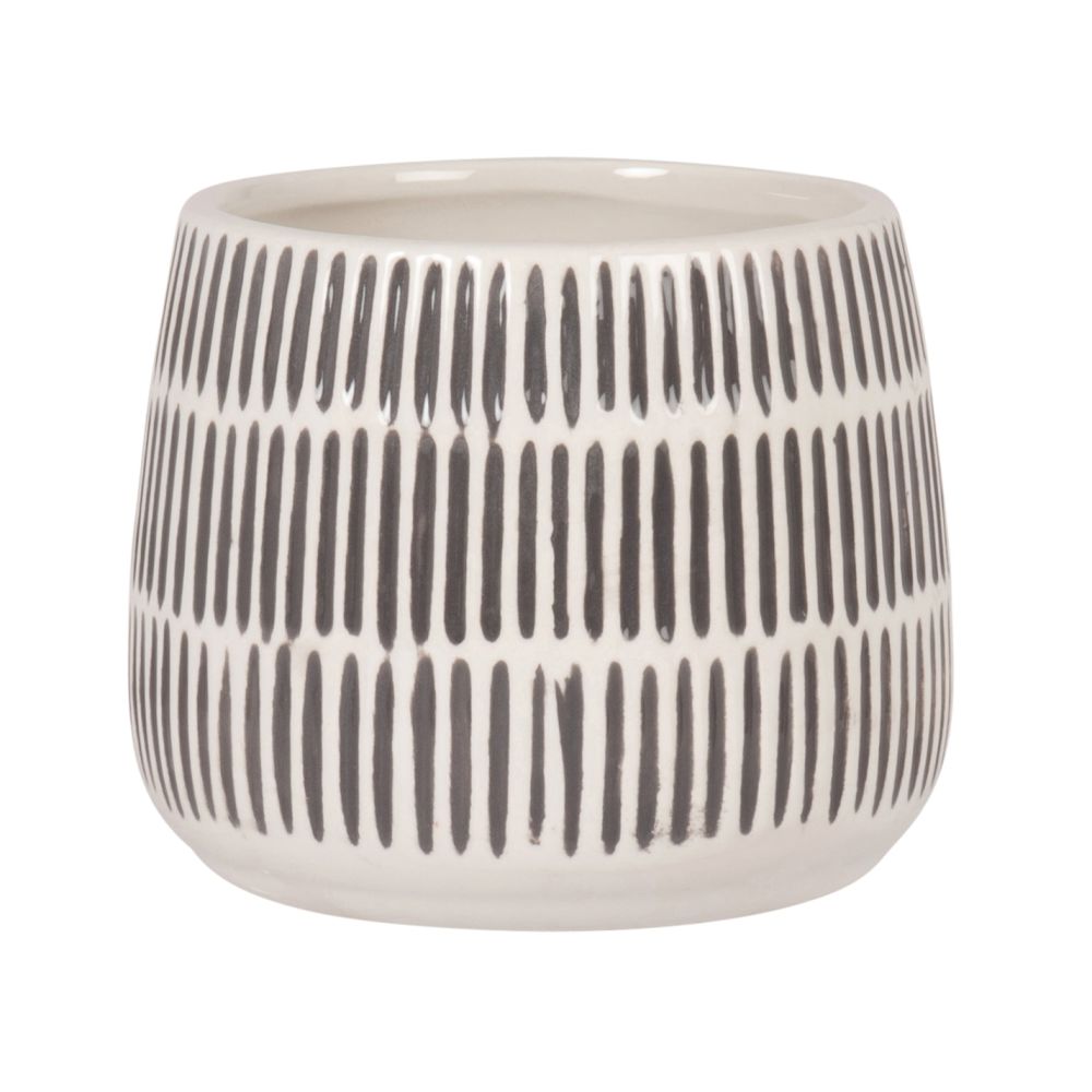 Cache-pot en dolomite blanc strié gris H11