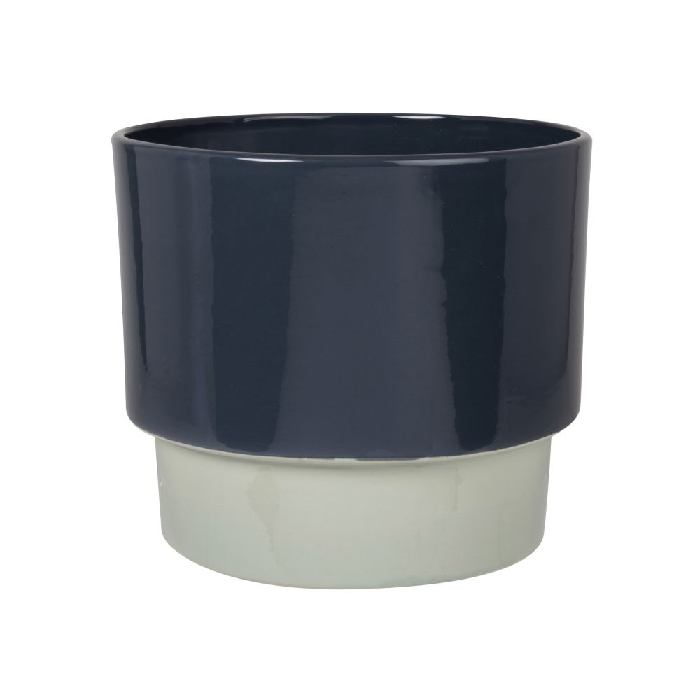 Cache pot en dolomite blanche et verte H19 Cache pot en dolomite blanche et verte H19