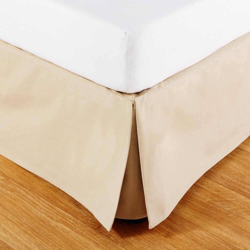Cache-sommier 140x190 en coton beige Cache-sommier 140x190 en coton beige
