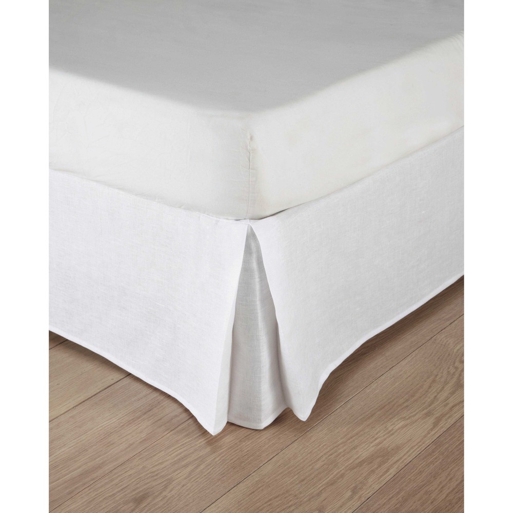 Cache-sommier 140x190 en coton et lin lavé blancs Cache-sommier 140x190 en coton et lin lavé blancs