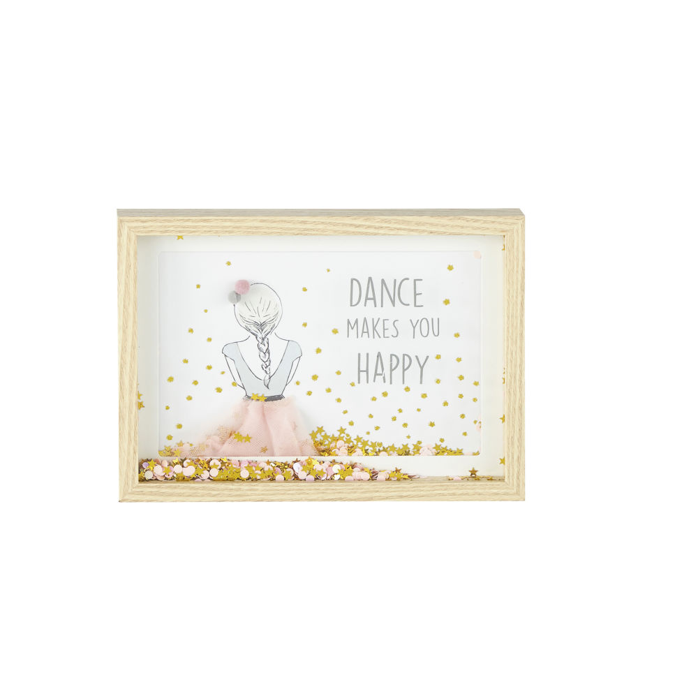 Cadre imprimé danseuse à paillettes rose et doré 25x18 (photo) Cadre imprimé danseuse à paillettes rose et doré 25x18