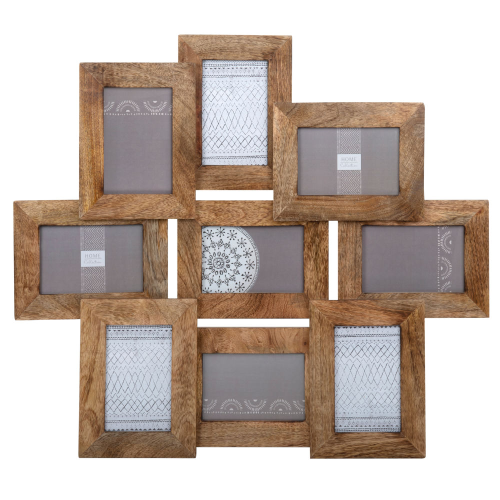 Cadre multivues 9 vues en manguier 58x66 (photo) Cadre multivues 9 vues en manguier 58x66