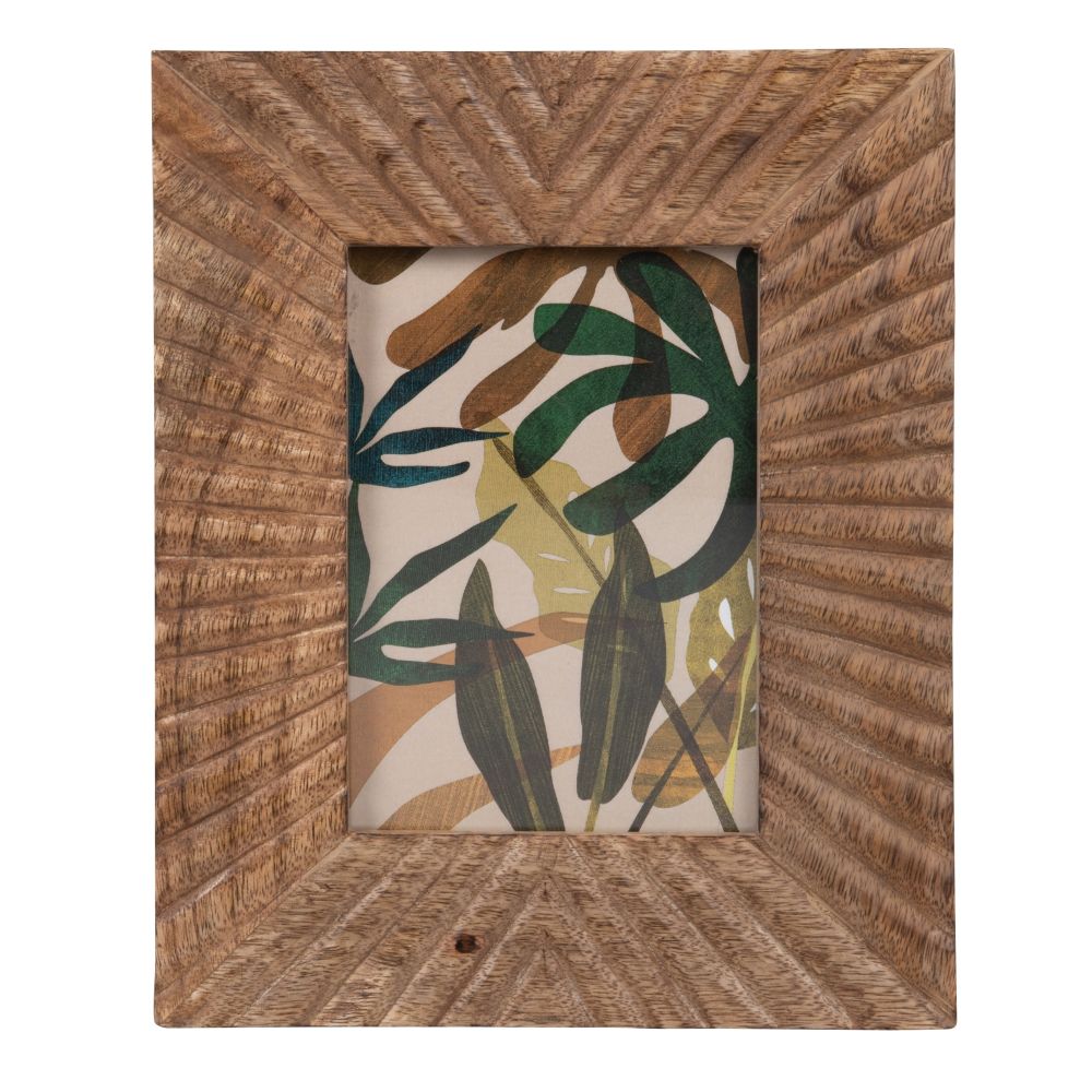 Cadre photo en bois de manguier marron à reliefs 10x15