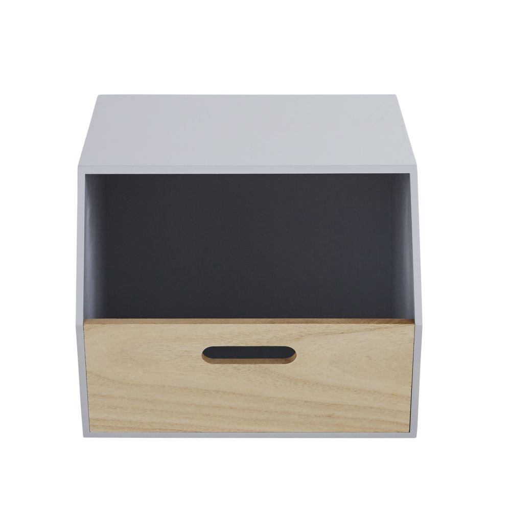 Caisse de rangement enfant beige et grise (photo) Caisse de rangement enfant beige et grise