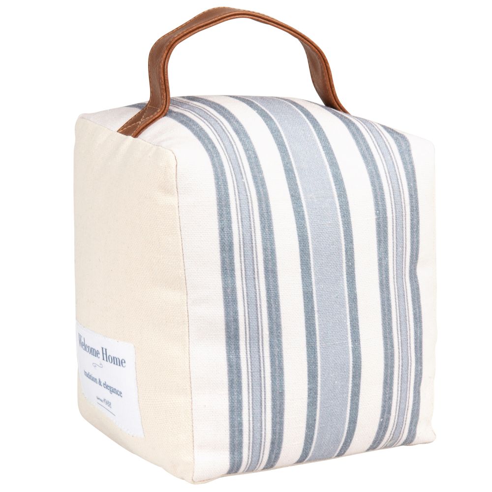 Cale-porte bleu et beige avec anse (photo) Cale-porte bleu et beige avec anse