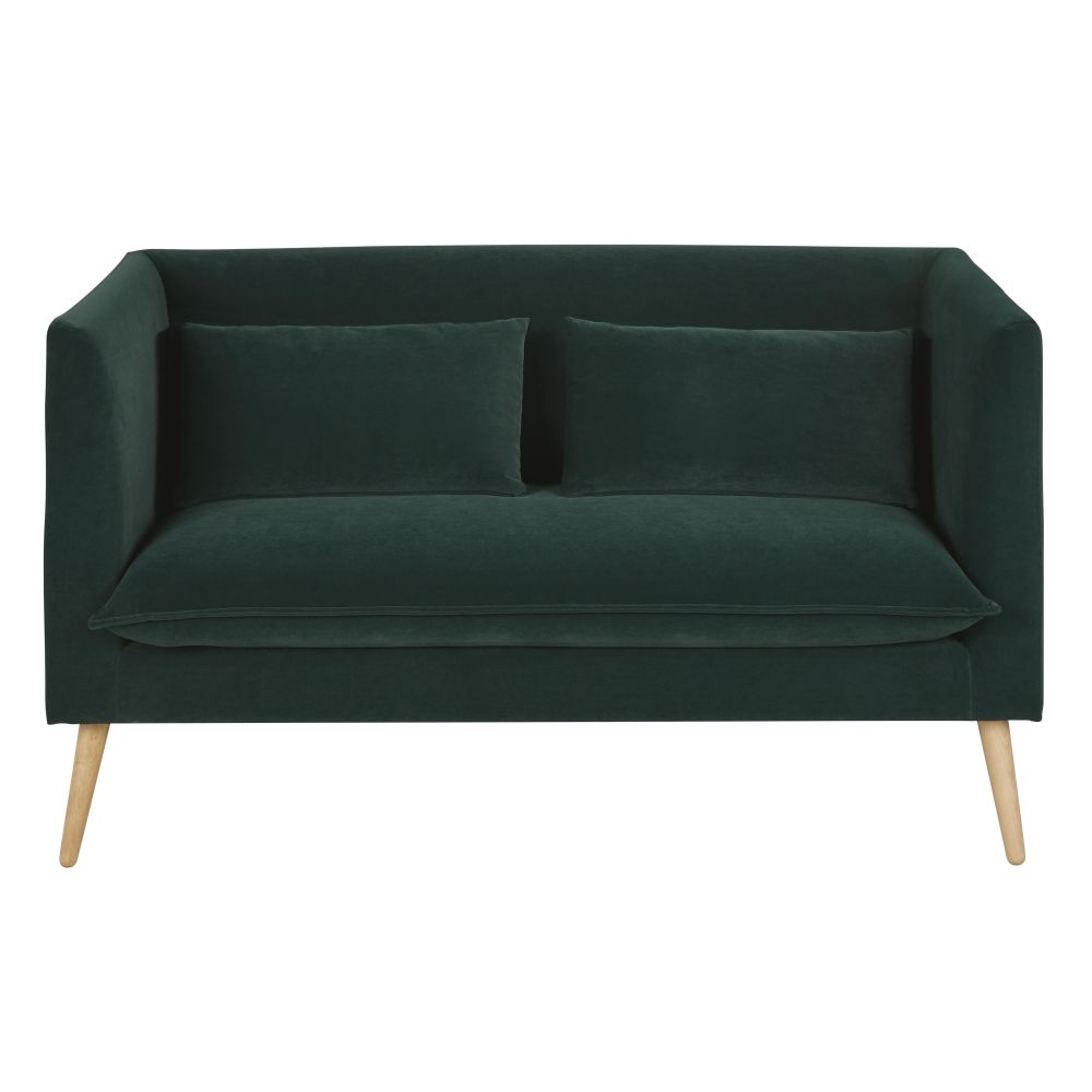 Canapé 2 places en velours vert