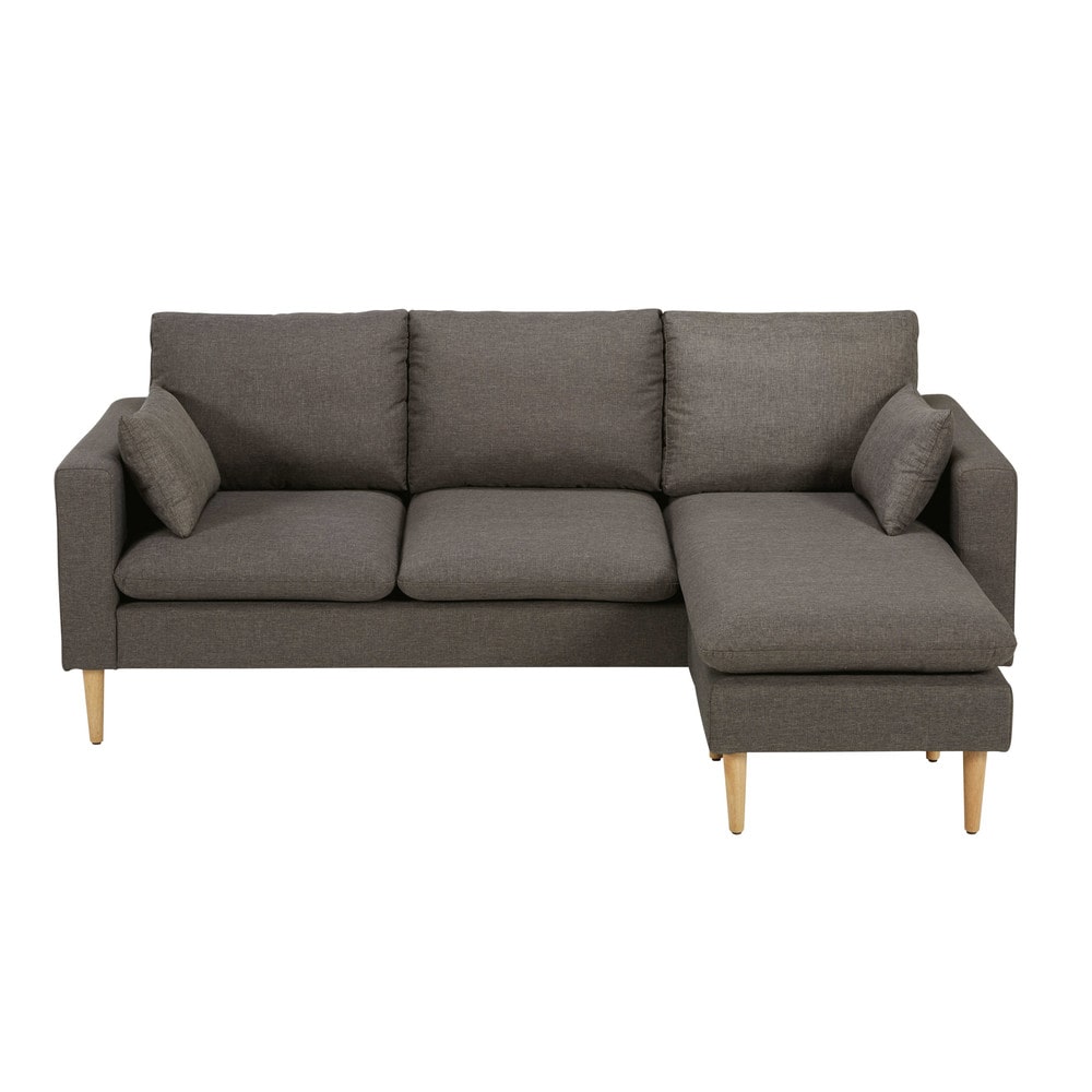 Canapé d'angle 4 places Gris Tissu Pas cher Moderne Confort