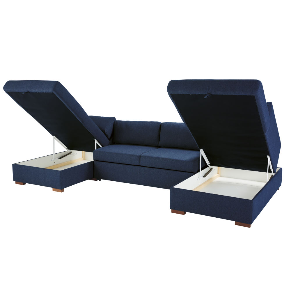 Canapé d'angle convertible 6 places bleu nuit - Vue supplémentaire 2