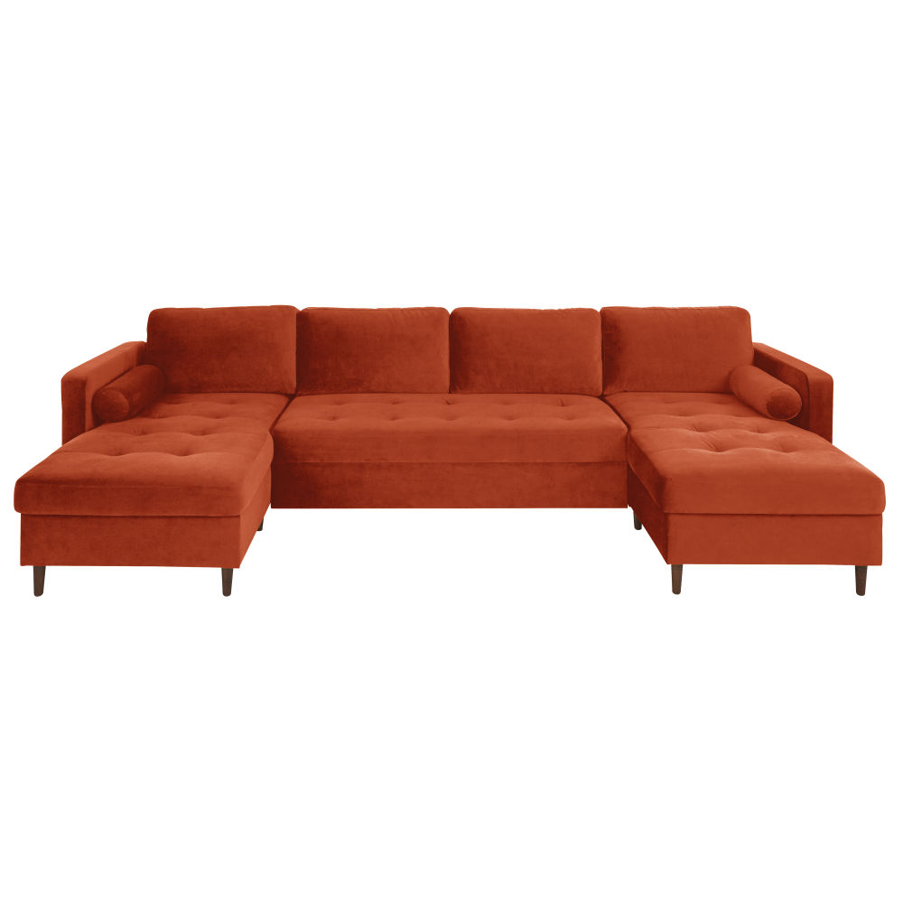 Canapé d'angle 9 places Orange Velours Confort