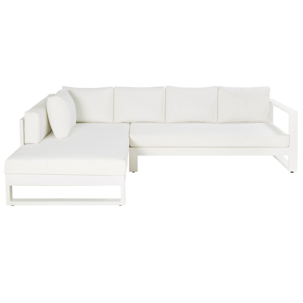 Canapé d'angle de jardin 4/5 en places en aluminium blanc