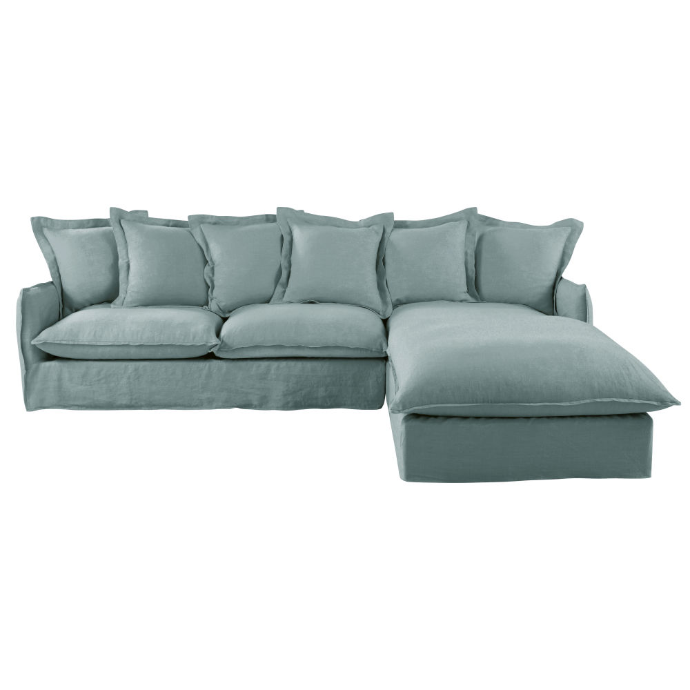 Canapé d'angle 6 places Bleu Design Confort