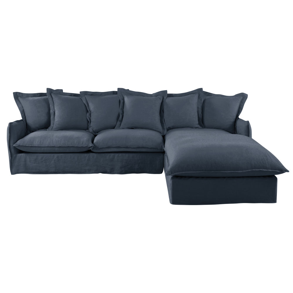 Canapé d'angle 6 places Bleu Confort