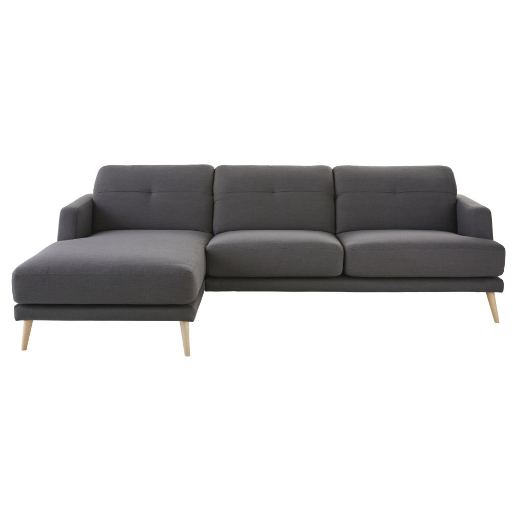 Canapé d'angle gauche 4/5 places gris anthracite