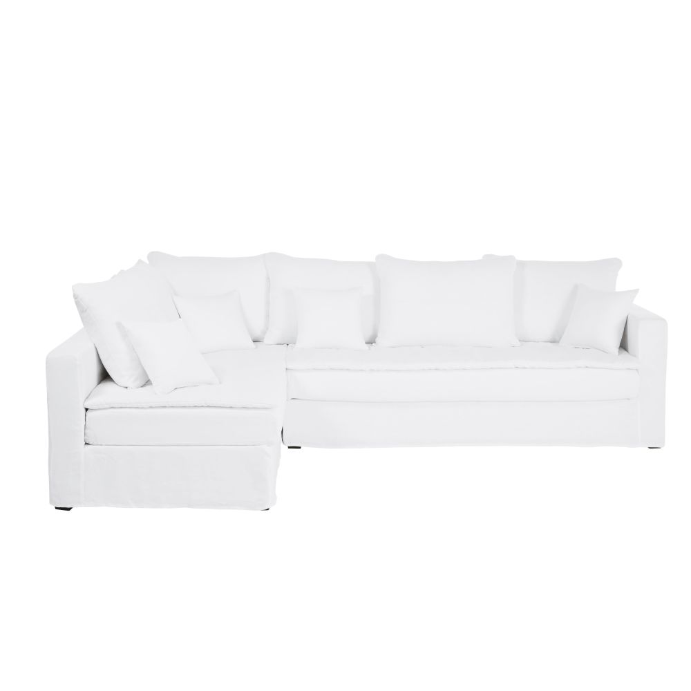 Canapé d'angle 5 places Blanc Confort