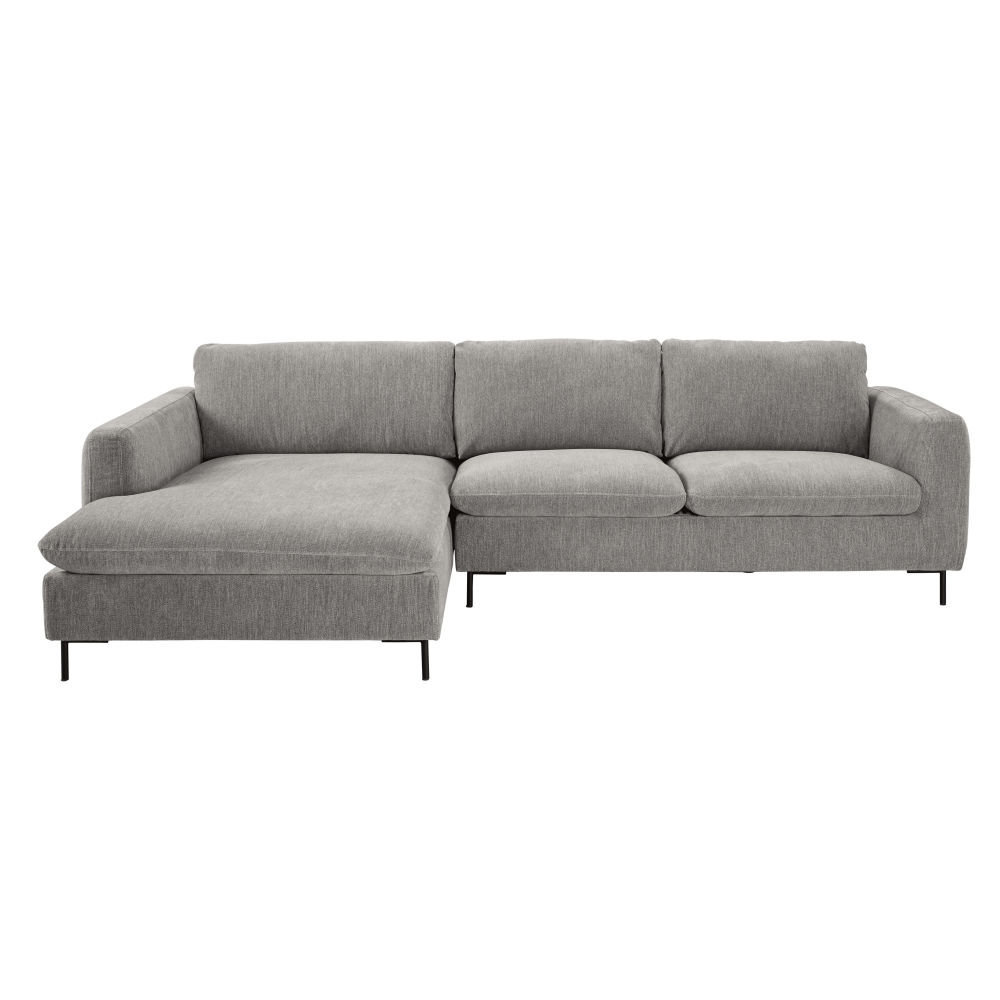 Canapé d'angle gauche 5 places gris chiné