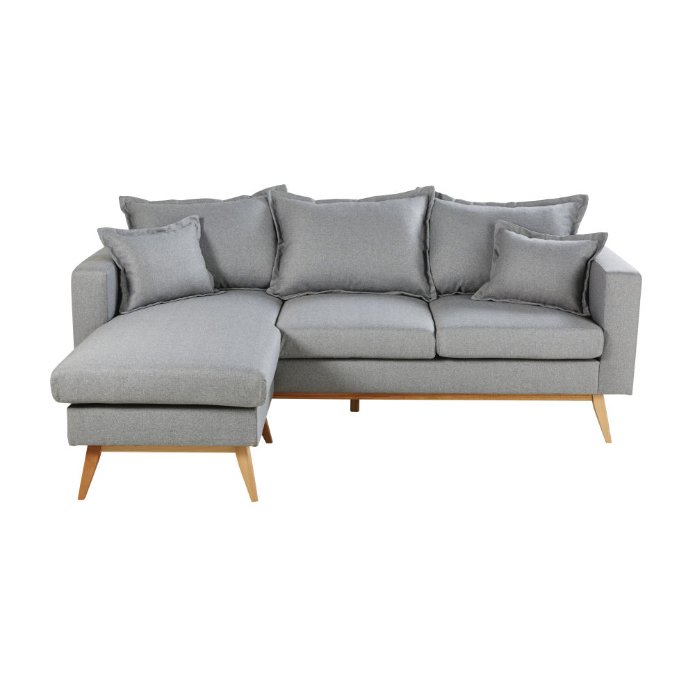 Canapé d'angle style scandinave 4/5 places gris clair Canapé d'angle style scandinave 4/5 places gris clair