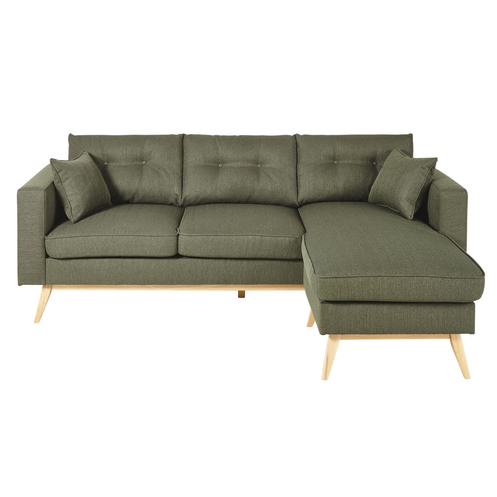Canapé d'angle style scandinave 4/5 places vert kaki Canapé d'angle style scandinave 4/5 places vert kaki