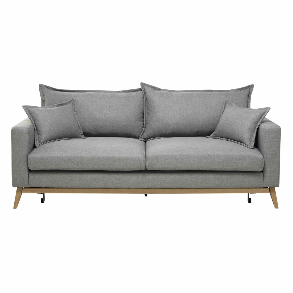 Canapé-lit 3 places gris clair