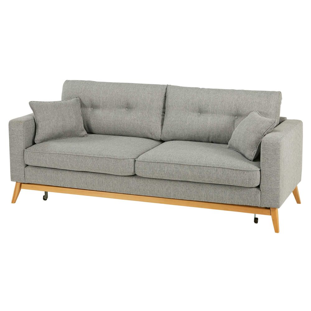 Canapé-lit style scandinave 3 places gris clair - Vue supplémentaire 2