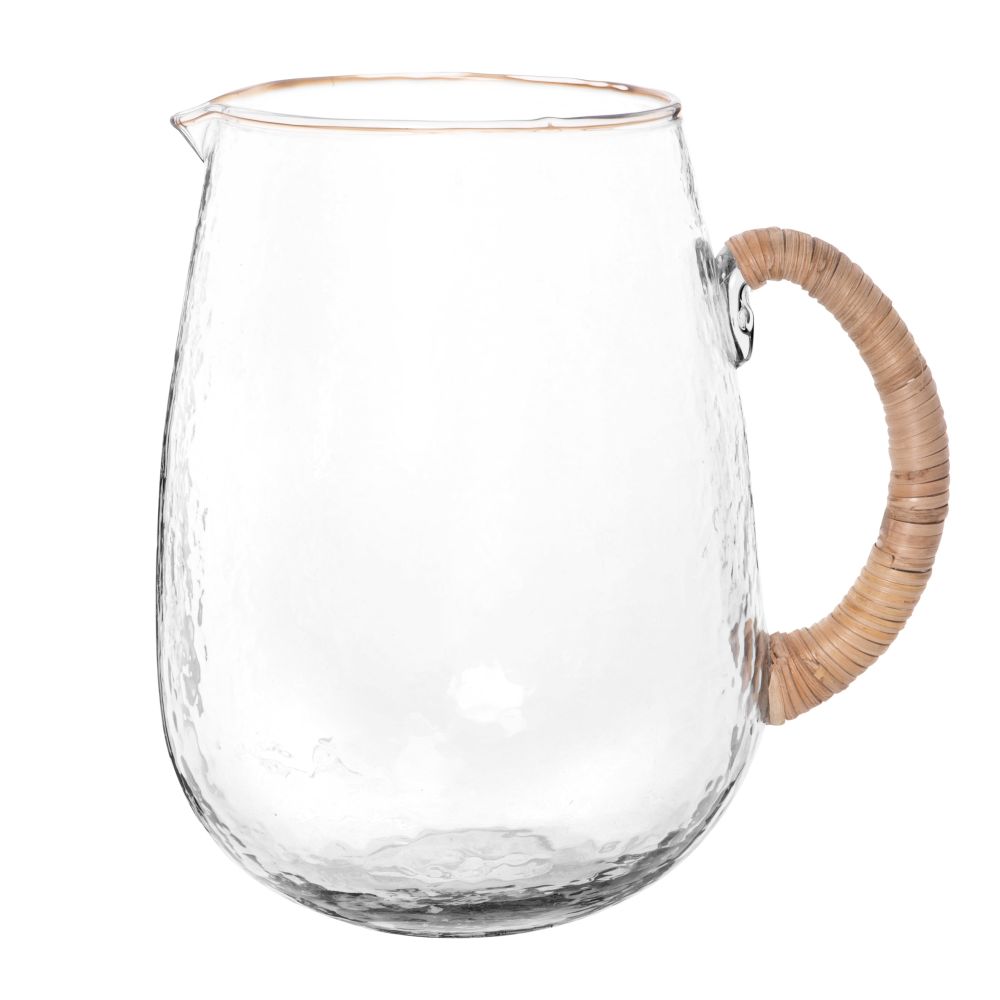 Carafe en verre martelé et raphia 1.8L Carafe en verre martelé et raphia 1.8L