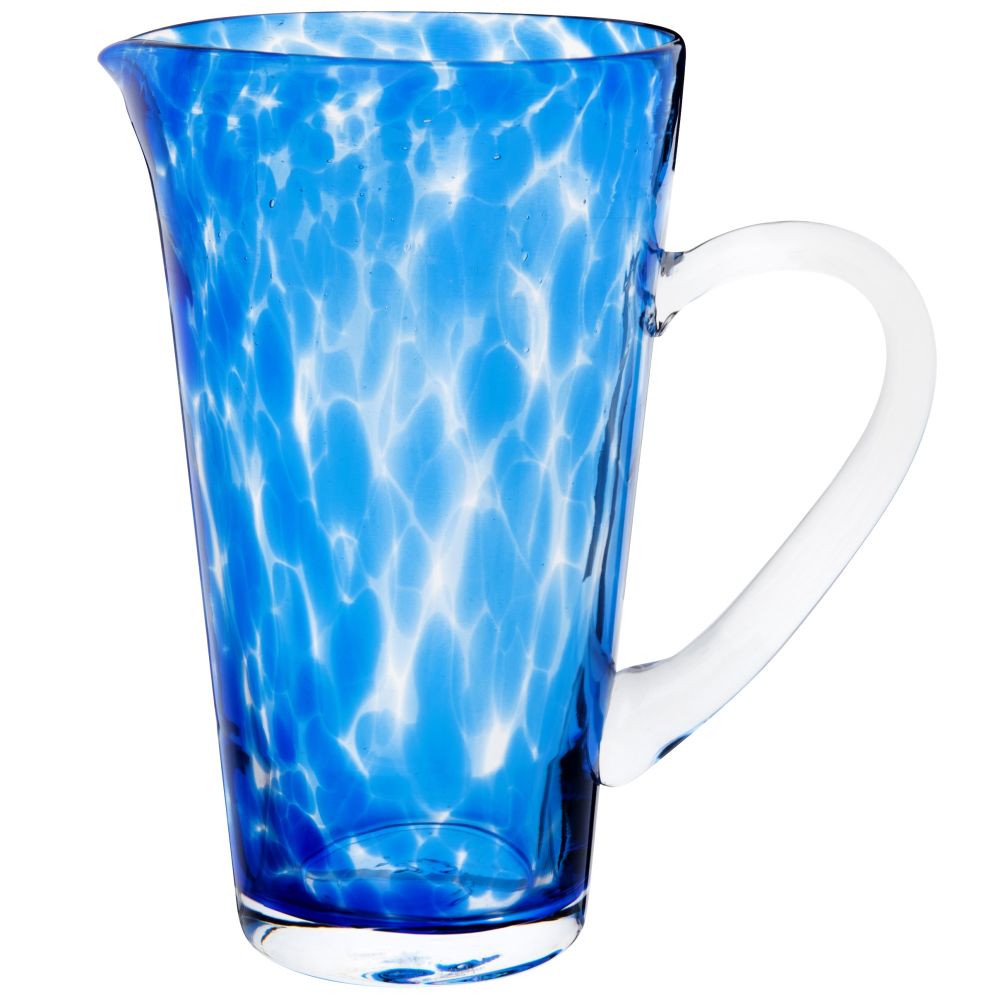 Carafe en verre tacheté bleu marine et bleu clair 1.3L