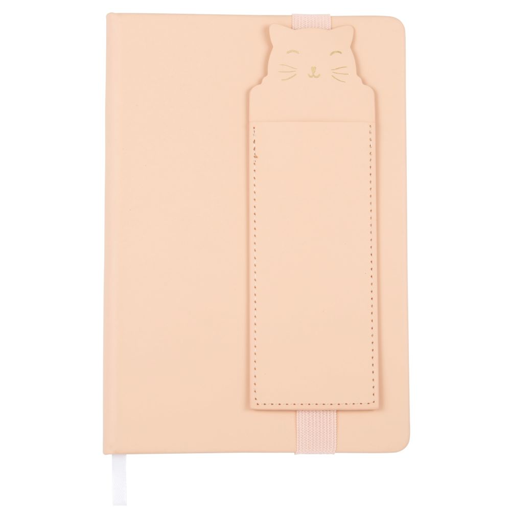 Carnet de notes et trousse chat rose
