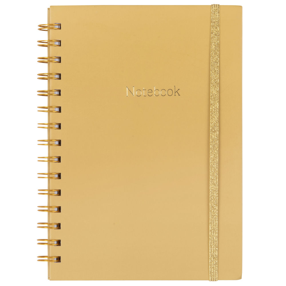 Carnet de notes jaune moutarde avec élastique doré Carnet de notes jaune moutarde avec élastique doré