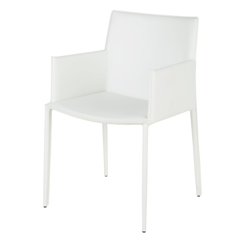 Chaise avec accoudoirs en synderme blanc Chaise avec accoudoirs en synderme blanc