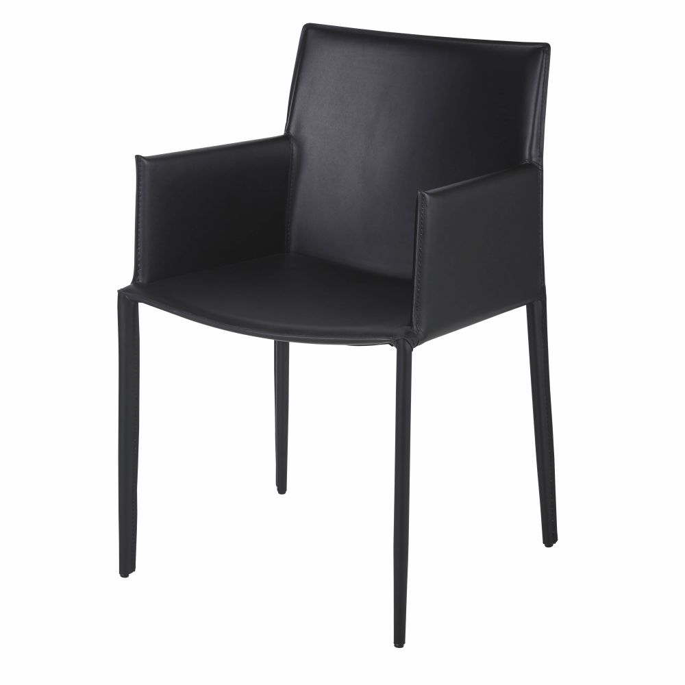 Chaise avec accoudoirs en synderme noir Chaise avec accoudoirs en synderme noir