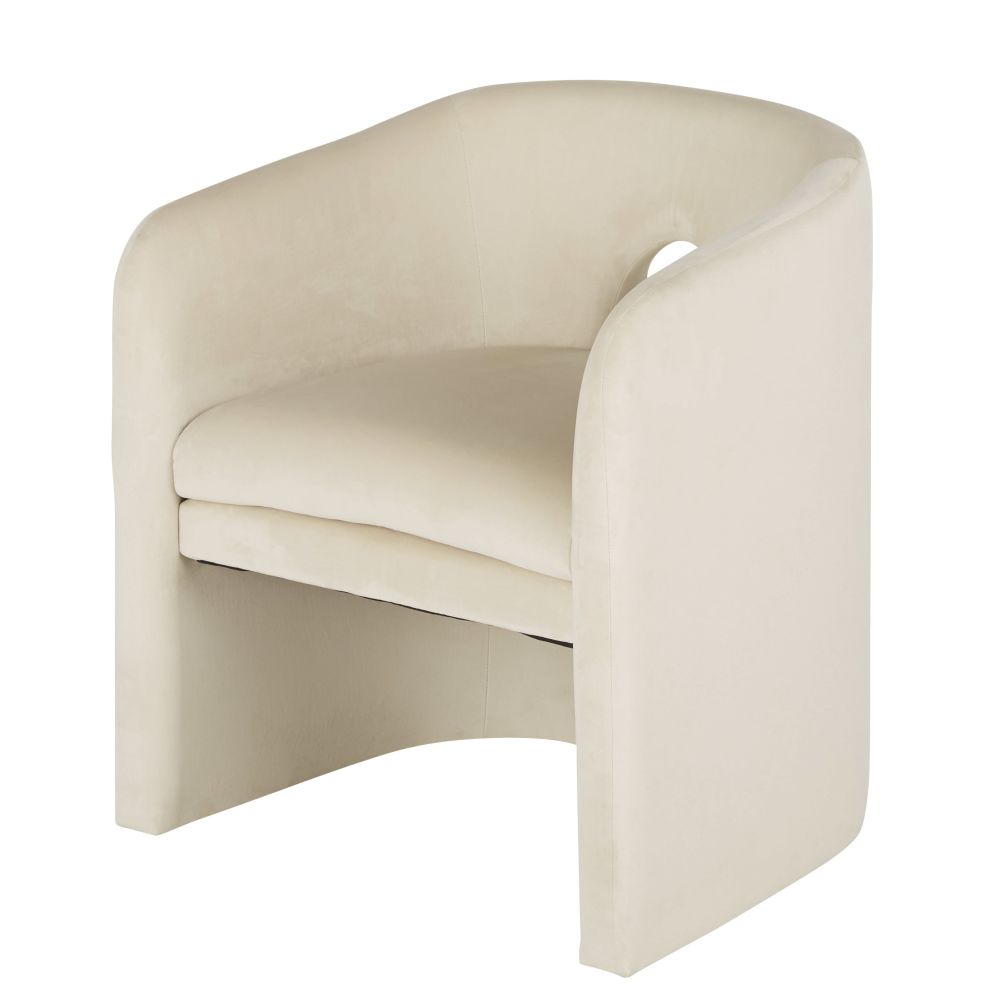 Chaise avec accoudoirs en velours beige Chaise avec accoudoirs en velours beige