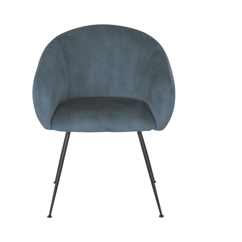 Chaise avec accoudoirs en velours bleu Chaise avec accoudoirs en velours bleu
