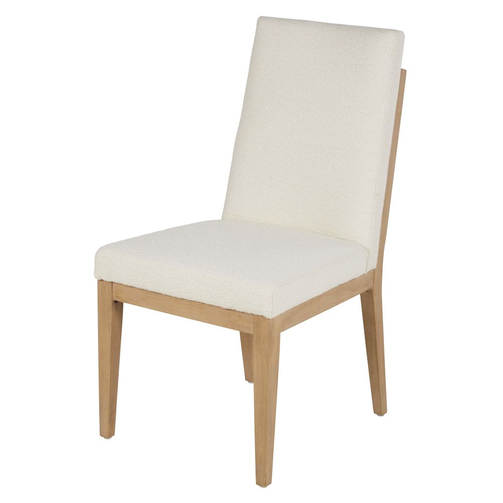 Chaise blanc ivoire et pieds en bois d'hévéa