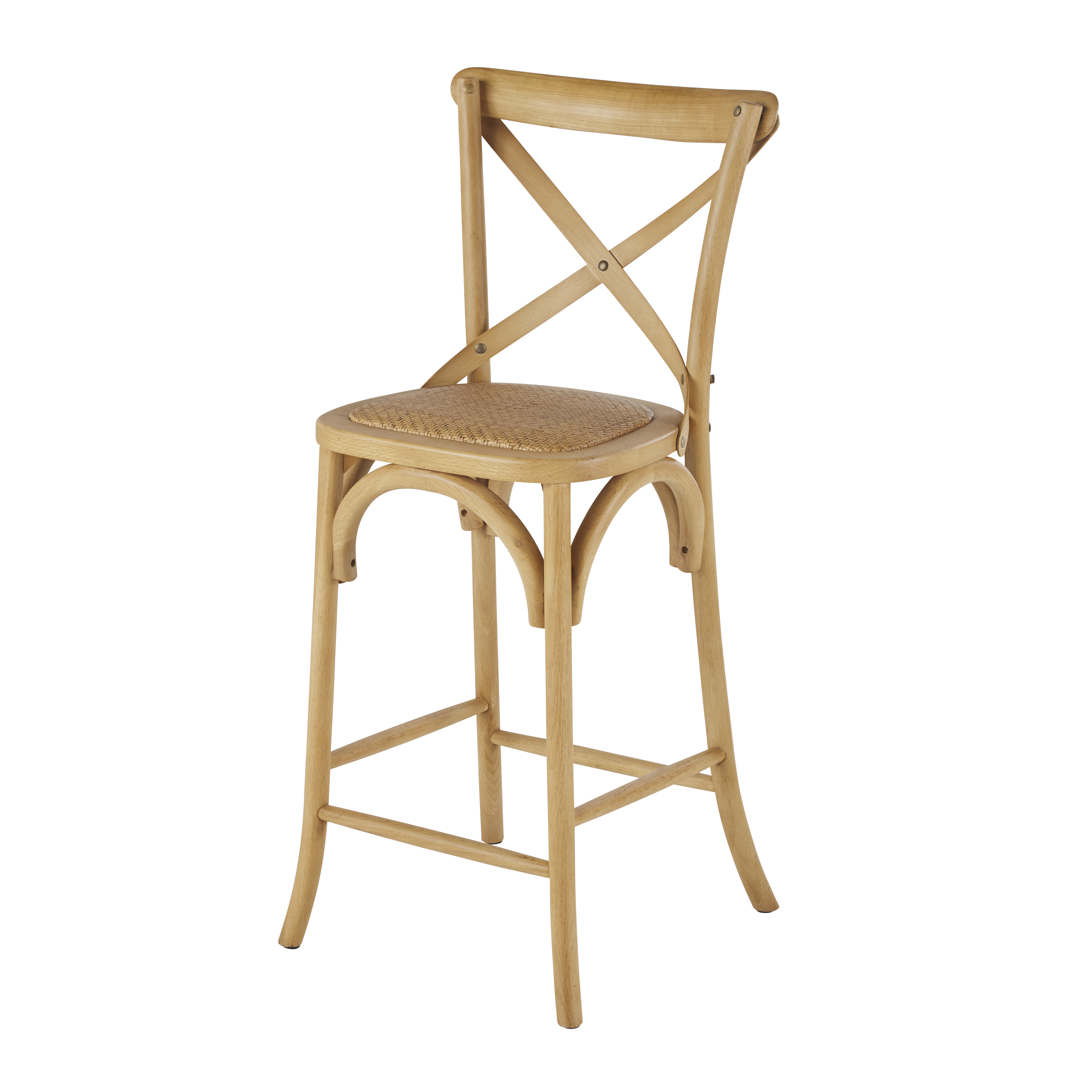 chaise de bar en bois de frêne et rotin h75