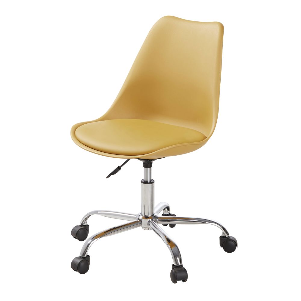 Chaise de bureau à roulettes ocre Chaise de bureau à roulettes ocre