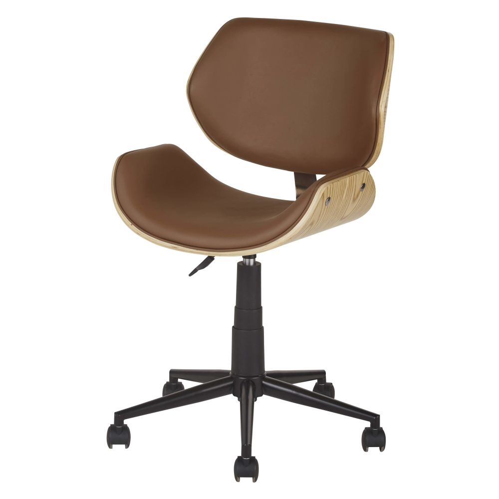 Chaise de bureau réglable à roulettes marron Chaise de bureau réglable à roulettes marron