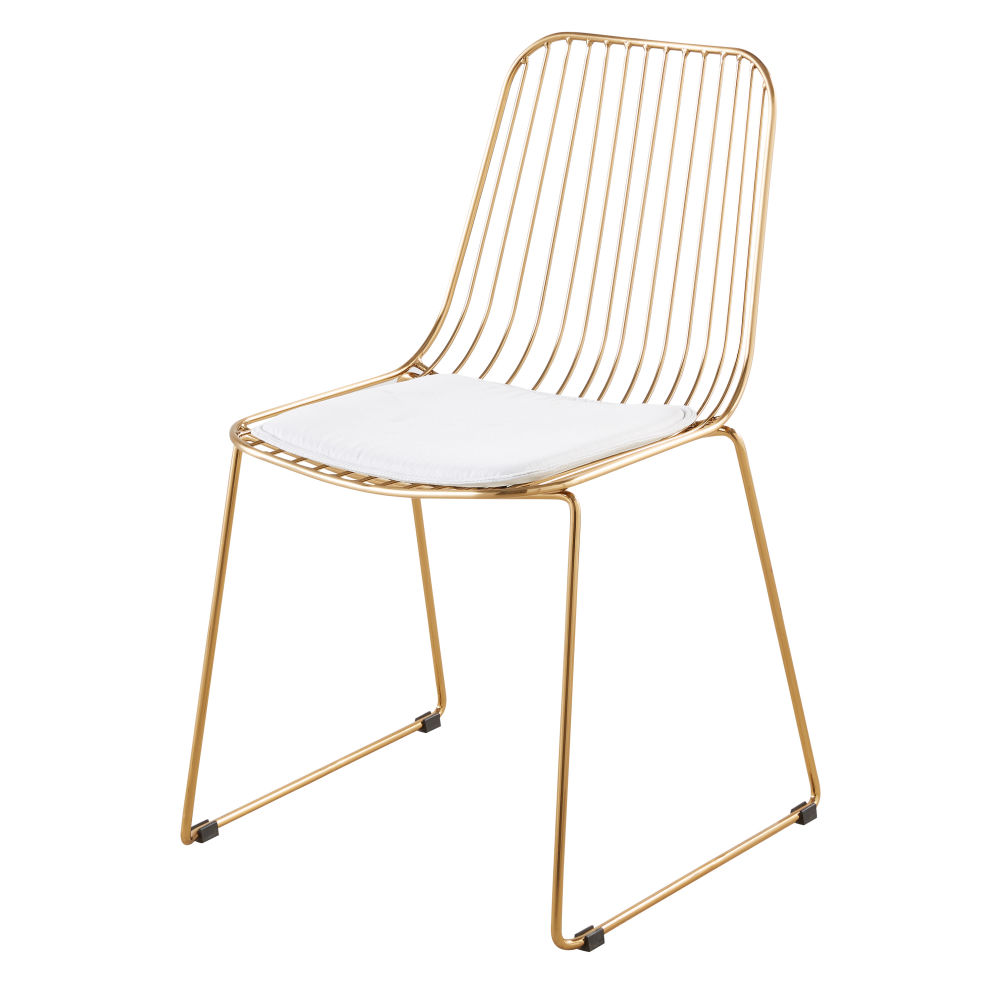Chaise en métal doré et coton blanc