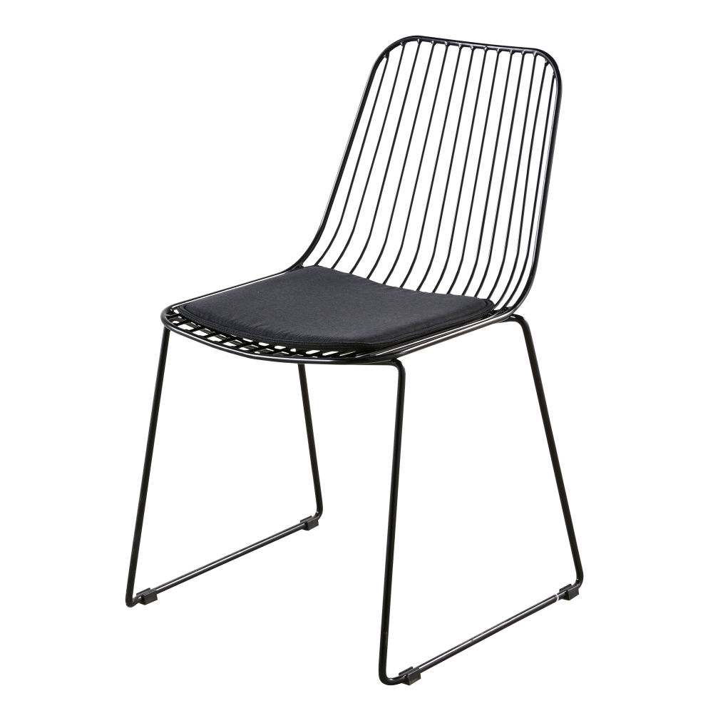Chaise en métal et coton noirs Chaise en métal et coton noirs