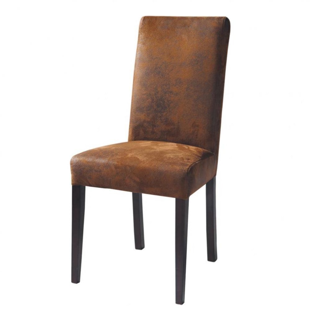 Chaise en microsuède marron Chaise en microsuède marron