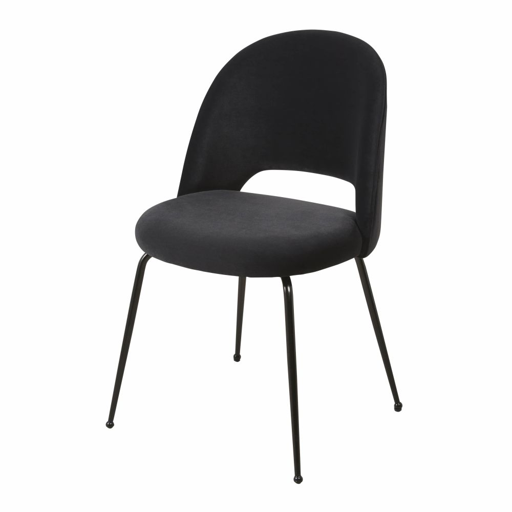 Chaise en velours et métal noirs (photo) Chaise en velours et métal noirs